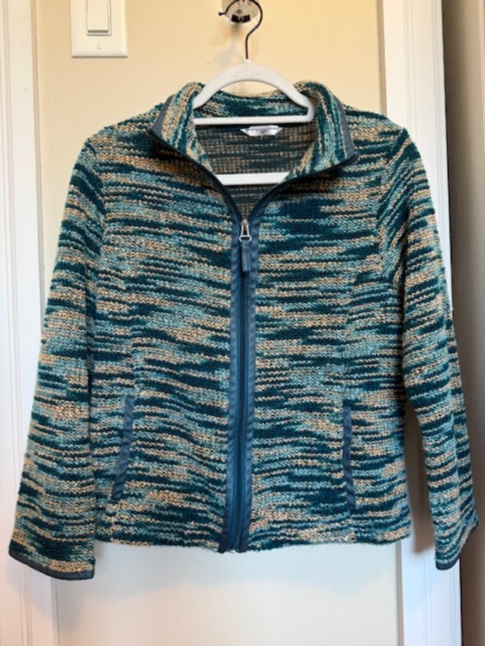 Blue Knit Zip-up Sweater